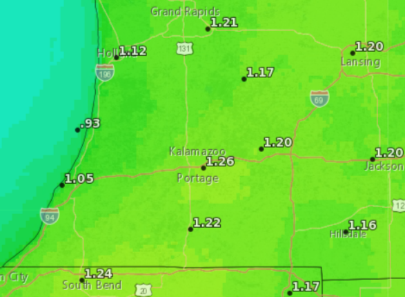 Weekly forecasted reference evapotranspiration rate for the week ending June 8.